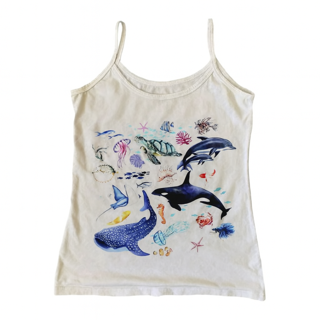 Mermaidcore Ocean Friends Tank Top white Shoptery