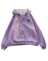 Blush Bloom Button Kawaii Jacket PURPLE Shoptery