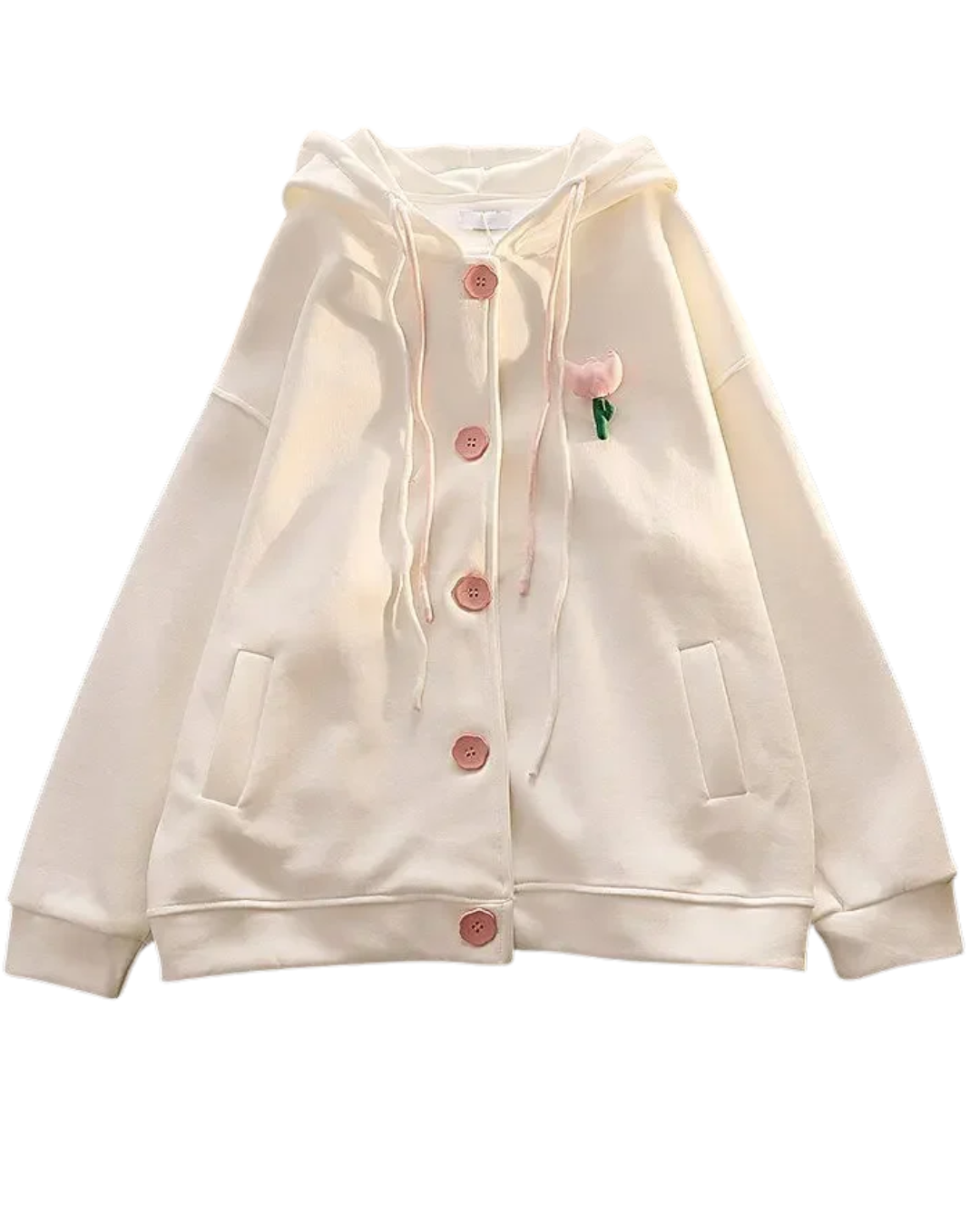Blush Bloom Button Kawaii Jacket WHITE Shoptery