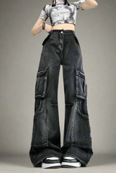 Urban Utility Y2k Cargo Jeans Black Shoptery