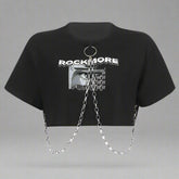 Link Statement Alt Crop Top Black Shoptery