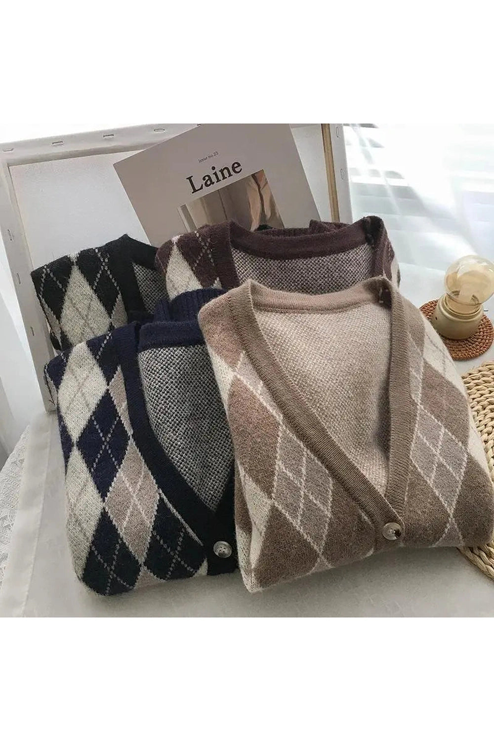 Retro Classic Argyle Knit Vest Shoptery