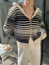 Aesthetic Urban Curl-Up Zip Cardigan stripe One Size Shoptery