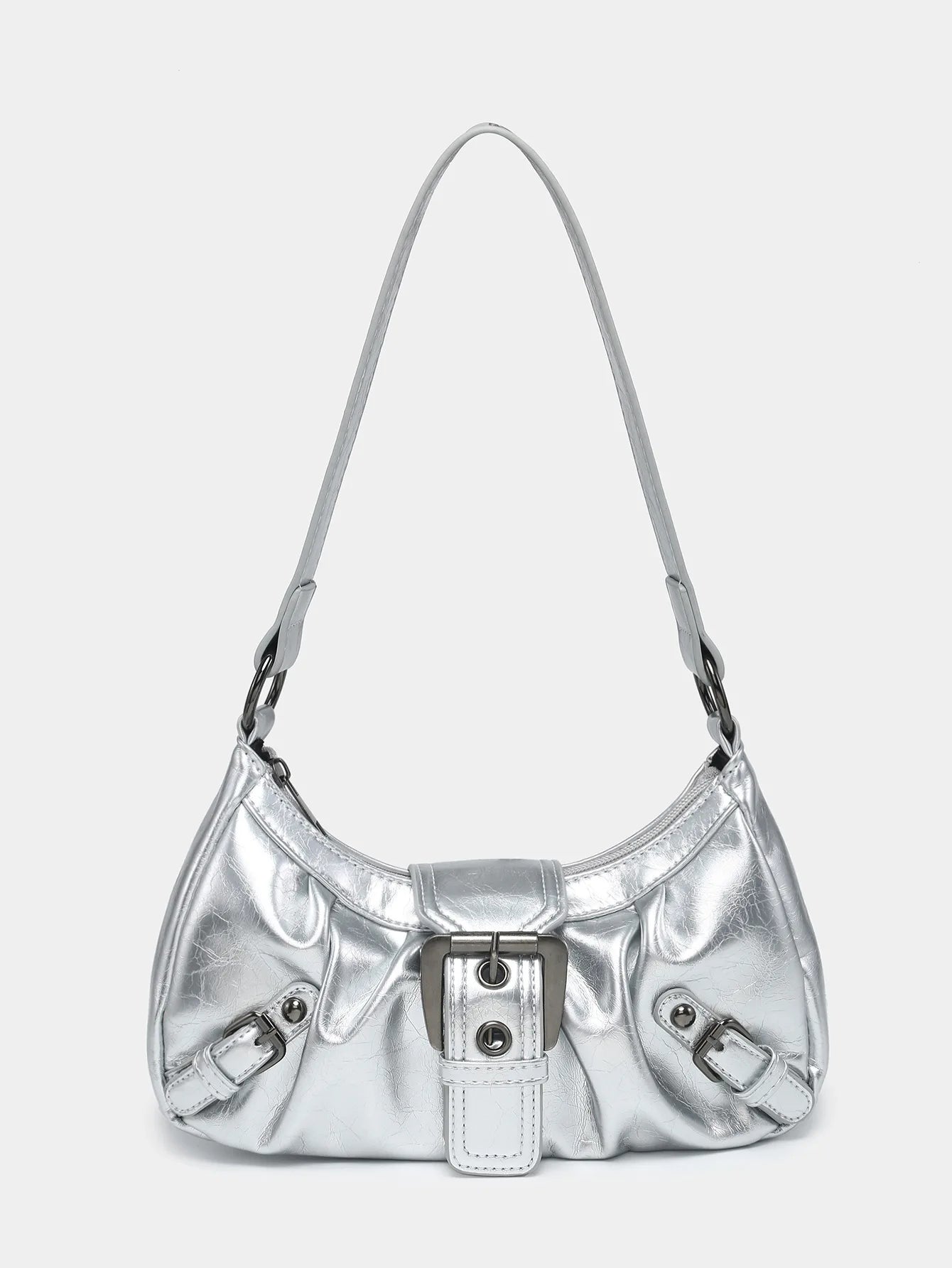 Buckle Rouge Y2k Shoulder Bag Silver Shoptery