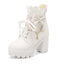 Jirai Kei Pink Lace Ruffle Bow Star Chain Platform Ankle Boots Heels 9cm Shoptery
