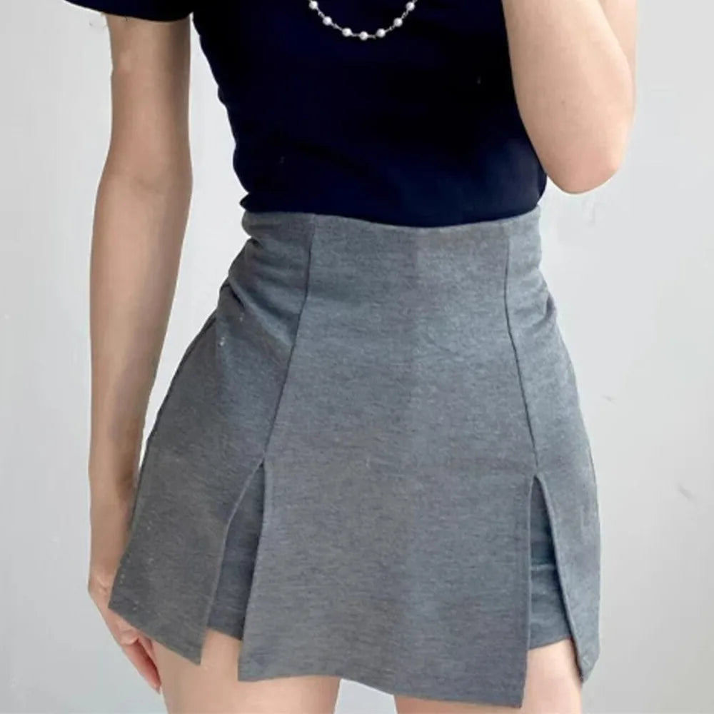 Noir Line Split Aesthetic Skirt Shoptery