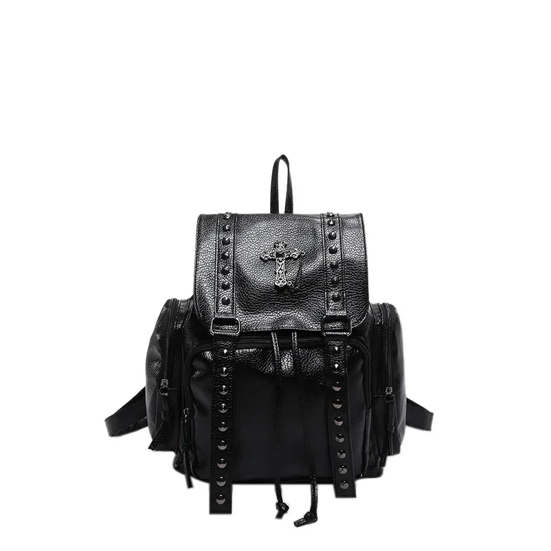 Y2k Goth Cross Backpack Black Shoptery