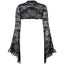 Visual Kei Black Brocade Corset Set with Lace Bell Sleeves & Floral Crown A001-22221 Shoptery