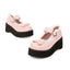 Jirai Kei Pink Lace Ruffle Bow Platform Mary Jane Shoes Sizes 31–48 Pink Shoptery