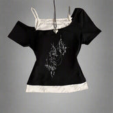 Lunar Altar Layered Alt Crop Top BLACK Shoptery
