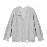 Shadow Shred Edgy Zip-Up Sweater grey cardigan CHINA Shoptery