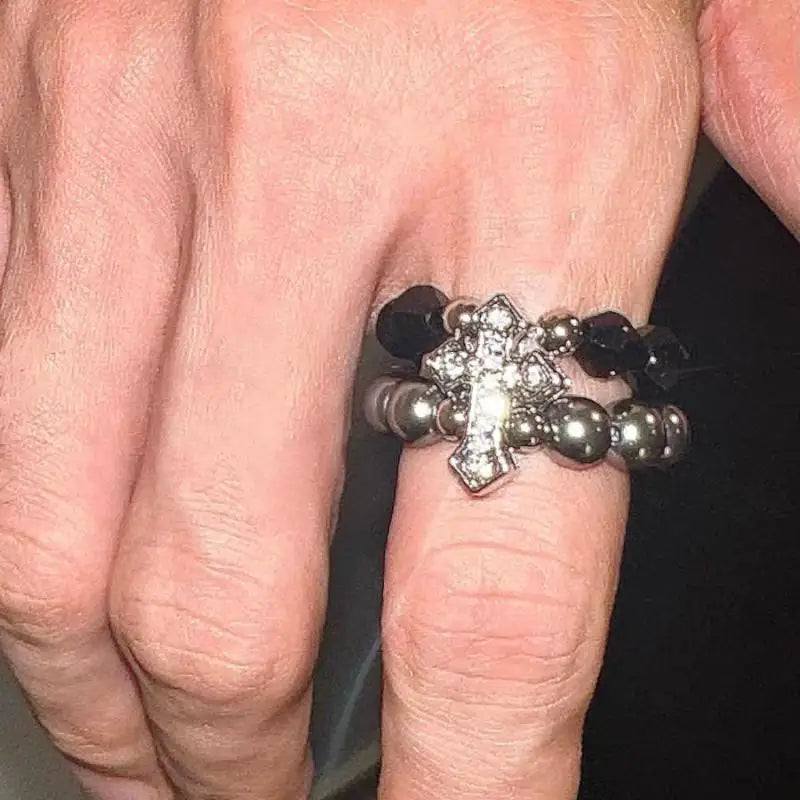 Grunge Faith Beaded Ring Shoptery