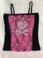 Jirai Kei Skull Rhinestone Spider Web Lace Cami Crop Top As shown Shoptery