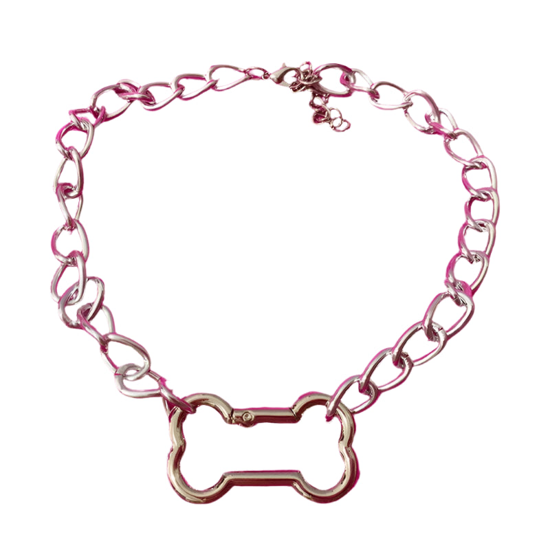 Alt Chain Pup Collar Necklace bone Shoptery