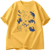 Astronaut Kittens Aesthetic T-Shirt Yellow Shoptery