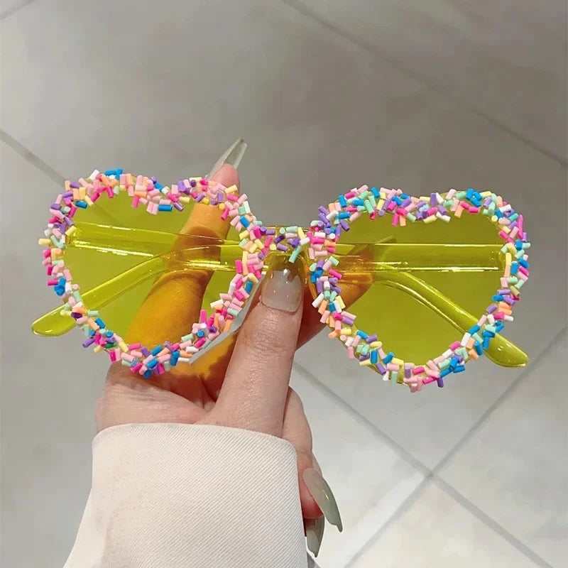 Cute Candy Pop Heart Sunglasses Yellow As The Picture Shoptery