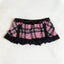Jirai Kei Pink Tartan Plaid Satin Bow Lace Trim Cami Top black skirt Shoptery