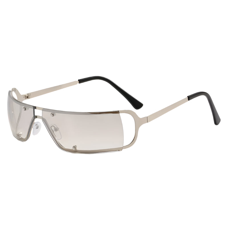 Retro Neo Y2K Chrome Vision Sunglasses WHITE CN MULTI Shoptery