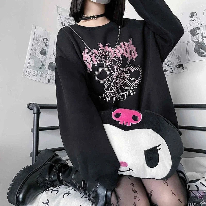 Badgirl Graphic Oversized Pastel Goth Sweatshirt Shoptery