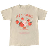 Strawberry Bunny Dessert Aesthetic T-Shirt Beige Shoptery