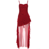 Celestial Drift Tiered Coquette Dress Red Shoptery