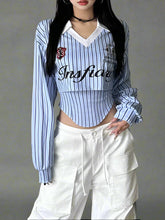 Varsity Edgy Corset Shirt 2 set Blue Shoptery