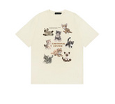 Aesthetic Cat Save World Cartoon T-shirt Beige Shoptery
