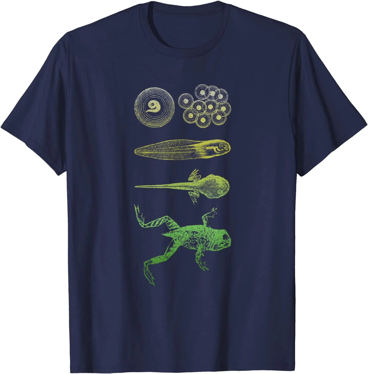 Amphibian Stages Edgy T-Shirt Navy Blue Shoptery
