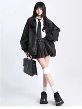 Autumn Scholar Zip Retro Jacket Black Shoptery