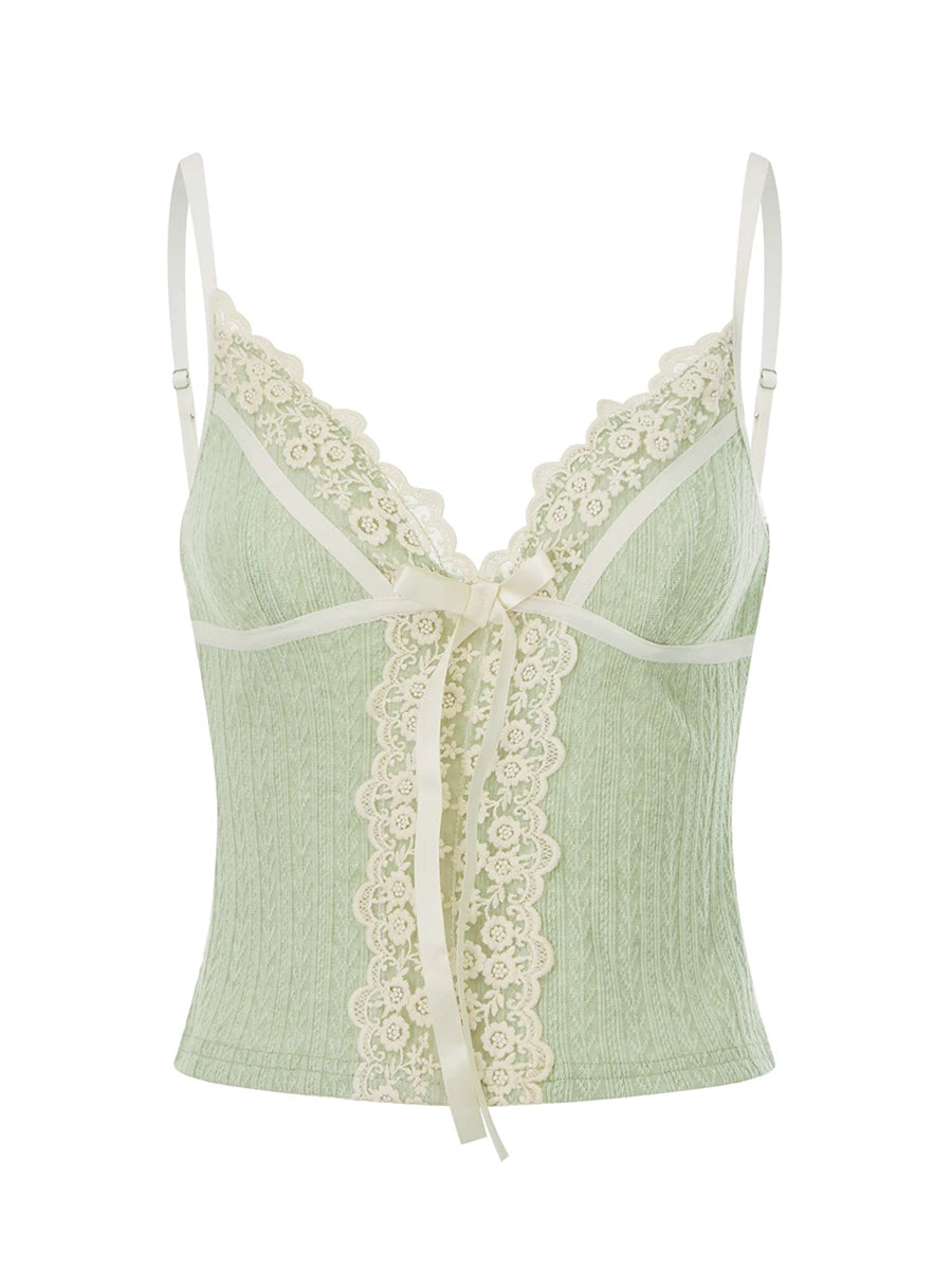Coquette Sage Blossom Ribbon Top green Shoptery