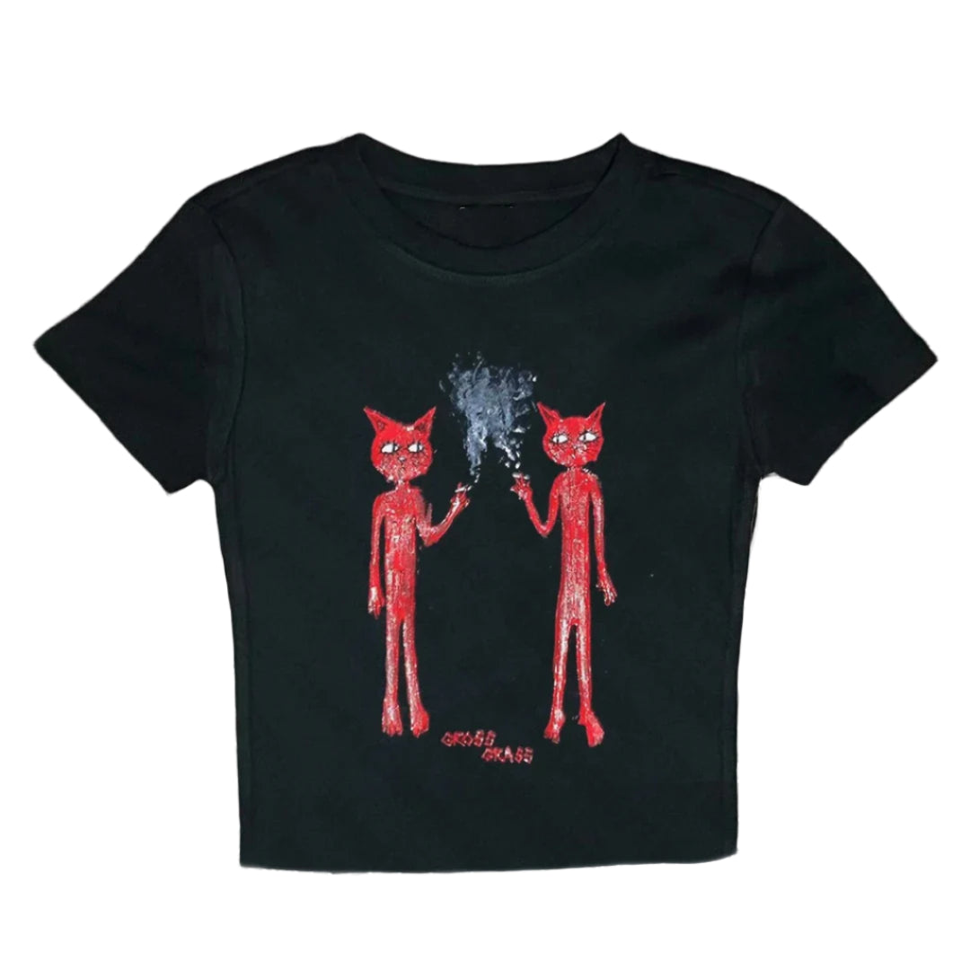 Alt Twin Demon Cats Top black Shoptery