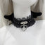 Jirai Kei White Lace Choker with Heart Bell Pendant & Angel Wings black 30cm Shoptery