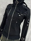 Visual Kei Multi-Buckle Black Bomber Jacket with Military Detail B Shoptery