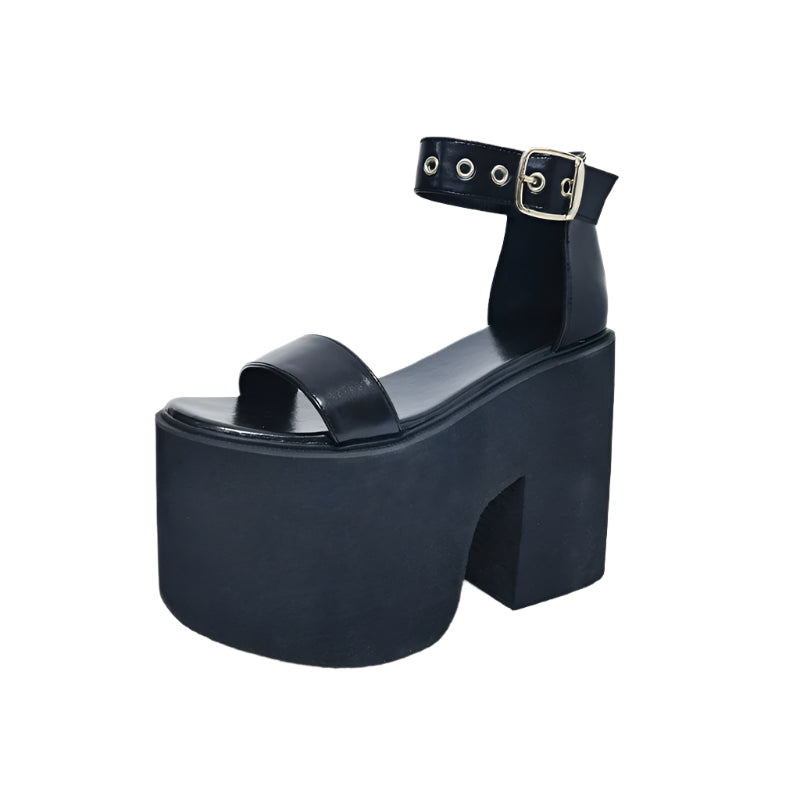 Alt Darkwave Mega Platform Sandals black Shoptery