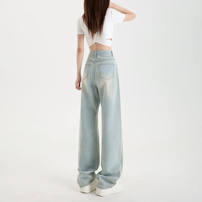 Stardust Fade Aesthetic Wide-Leg Jeans Shoptery