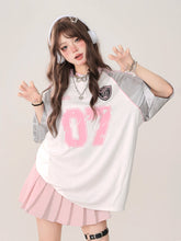 Pink 07 Oversized Jersey Kawaii T-Shirt gray Shoptery