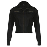 Shadow Zip High-Neck Jacket black Shoptery