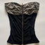 Gyaru Zebra Print Studded Zip-Up Ruched Strapless Corset Top black Shoptery