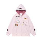 Puppy Love Zip-Up Hoodie Pink Shoptery