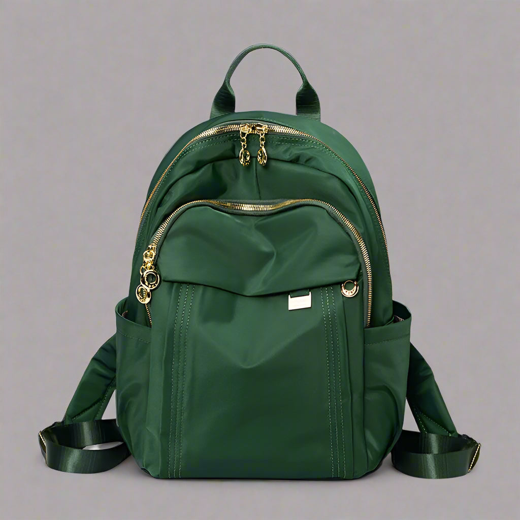 Emerald Luxe Zip Aesthetic Backpack Green Shoptery