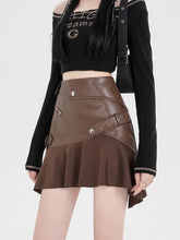 Dark Siren Y2k Zipper Skirt Khaki Shoptery