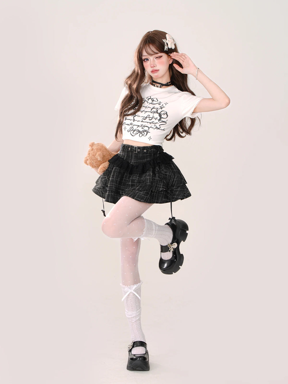 Dollhouse Plaid Layered Kawaii Skirt Shoptery