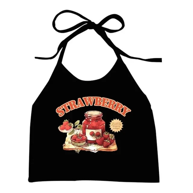 Aesthetic Sweet Strawberry Jam Top black Shoptery