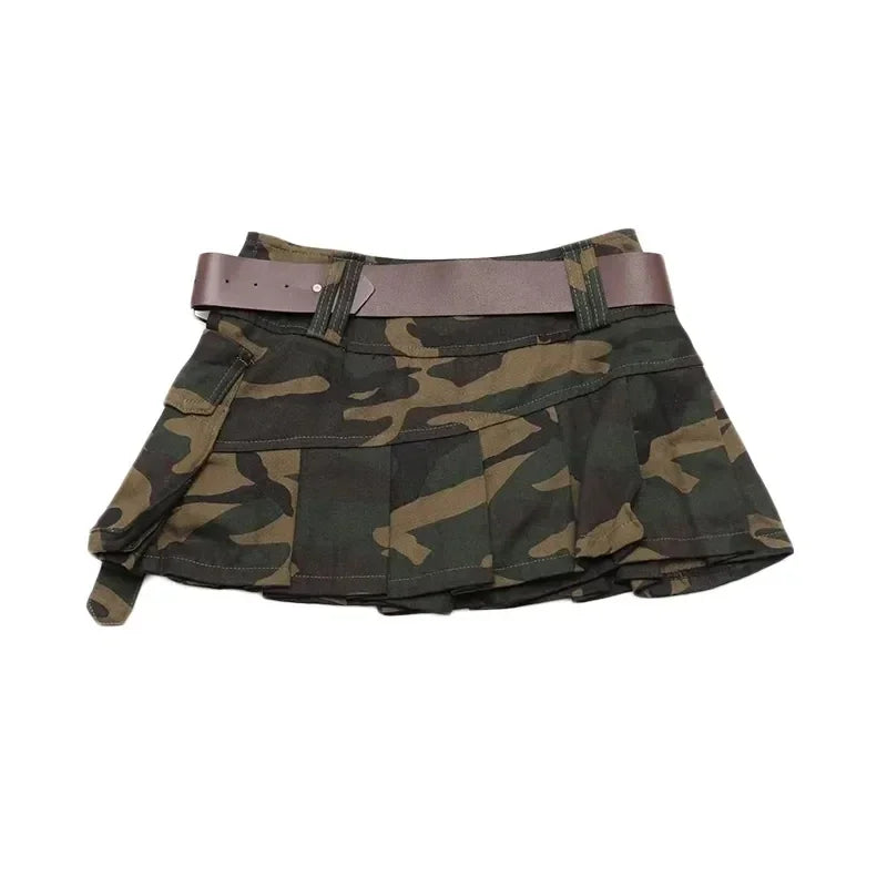 Combat Cutie Y2k Pleated Mini Skirt Camouflage Shoptery
