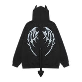 Hellwing Devil Edgy Hoodie black Shoptery