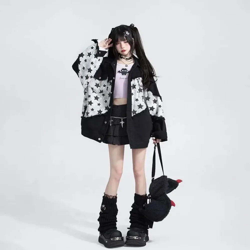 Starcore Contrast Utility Edgy Jacket black Shoptery