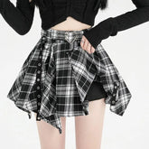 Heartcore Buckled Plaid Retro Skirt black Shoptery