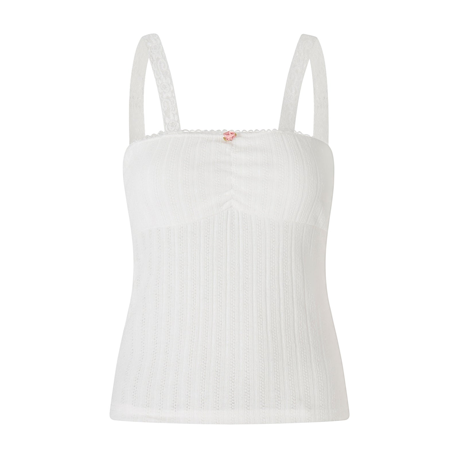 Coquette Rosebud Lace Strap Top WHITE Shoptery
