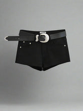 Midnight Glam Belted Alt Shorts Black Shoptery