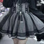 Jirai Kei Gothic Lace & Gingham Cold-Shoulder Corset Mini Dress Set Skirt Shoptery